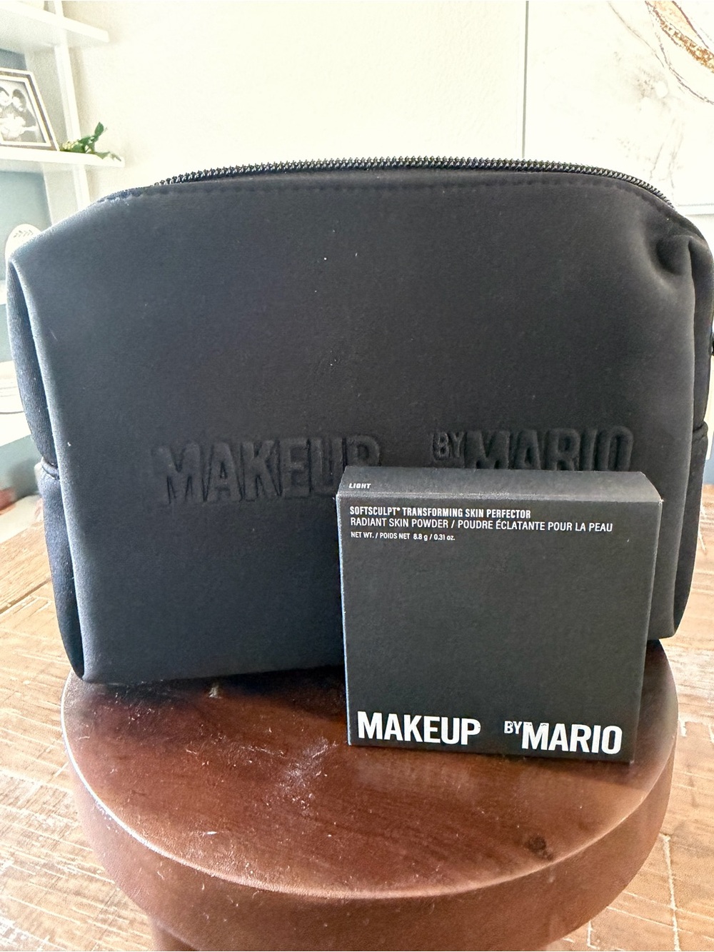 NWOT Makeup By Mario Black Cosmetic Pouch with  skinsculpt skin perfector